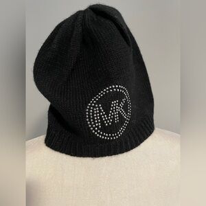 Michael Kors Black Beanie with Silver Accents